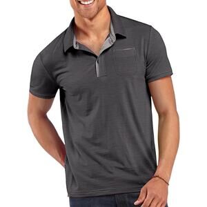Icebreaker Merino Quattro Polo Shirt Mens L Charcoal Gray Heather Short Sleeve